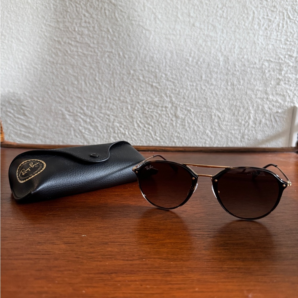 Ray-Ban Brown and Gold Aviator Style Sunglasses